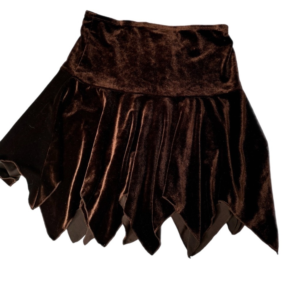 Fairycore Whisicore Brown Y2K Velour Flouncy Mini Skirt Size Small - Picture 2 of 5